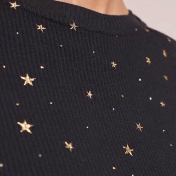 Eva Franco Matilda Black Top Gold Foil Star Blouse - Picture 2 of 11